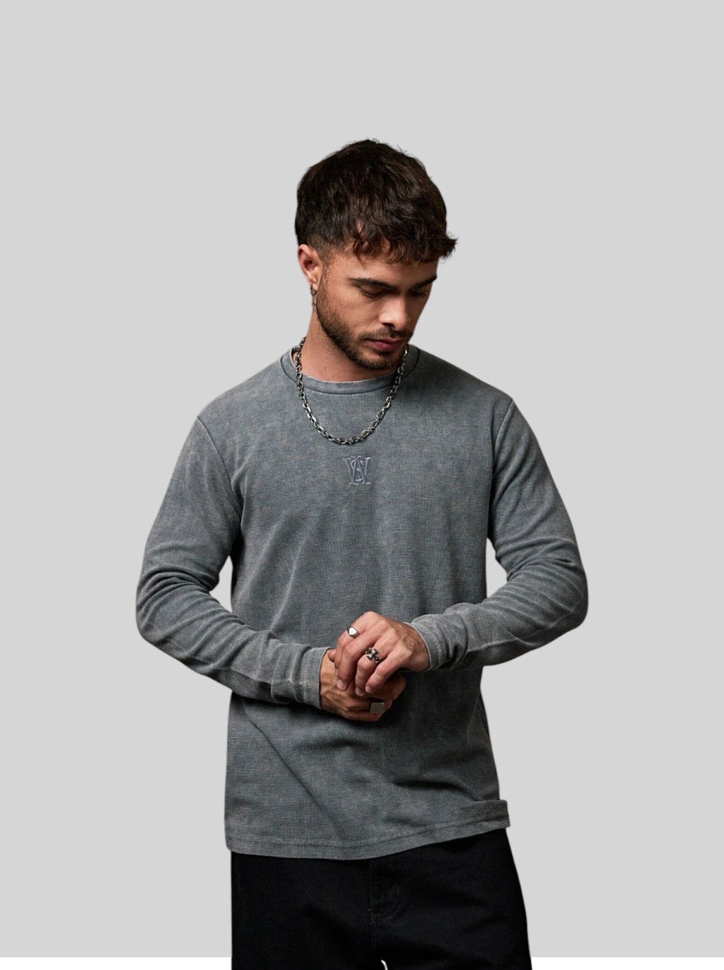 Buzo Waffle Barrel Gris